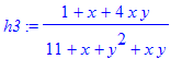h3 := (1+x+4*x*y)/(11+x+y^2+x*y)