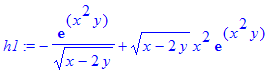 h1 := -1/(x-2*y)^(1/2)*exp(x^2*y)+(x-2*y)^(1/2)*x^2*exp(x^2*y)